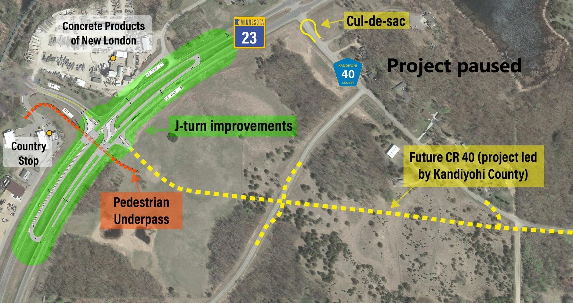 map of Hwy 23 J-turn improvement